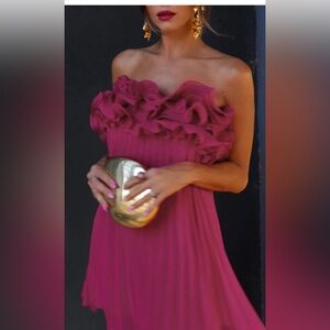 Pink Strapless Sleeveless Cocktail Dress